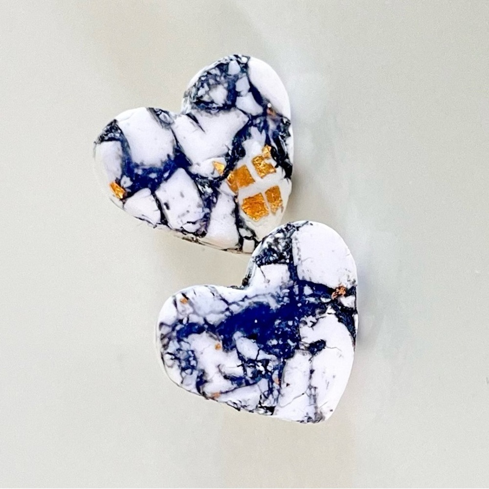 Marbled Hearts Studs